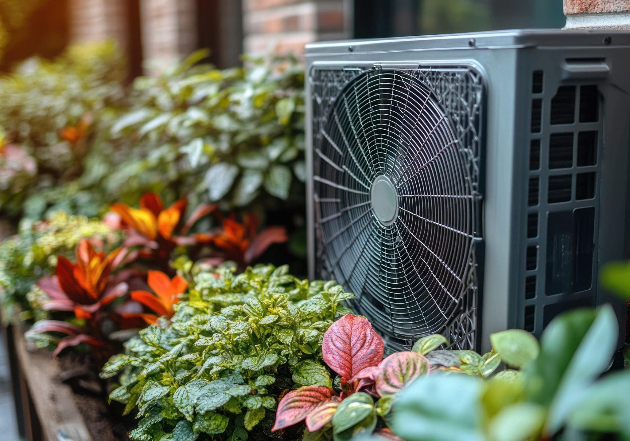 heat pump unit outdoors at a modern home in the Netherlands, warmte pomp, translation air source heat pump, airco for warming and cooling, green label concept house --chaos 20 --ar 16:9 --style raw --stylize 750 --v 6.1 Job ID: e9191f39-94ca-4422-b065-e9143714a548
